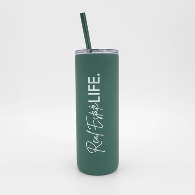 Matte Tumbler - Real Estate Life - Script & Bold - Green from All Things Real Estate Store