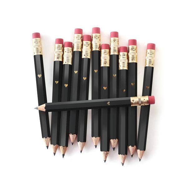 Mini Gold Heart - Black Mini Pencils from All Things Real Estate Store