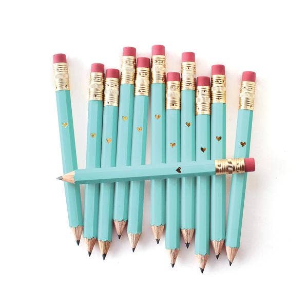 Mini Gold Heart - Teal Mini Pencils from All Things Real Estate Store