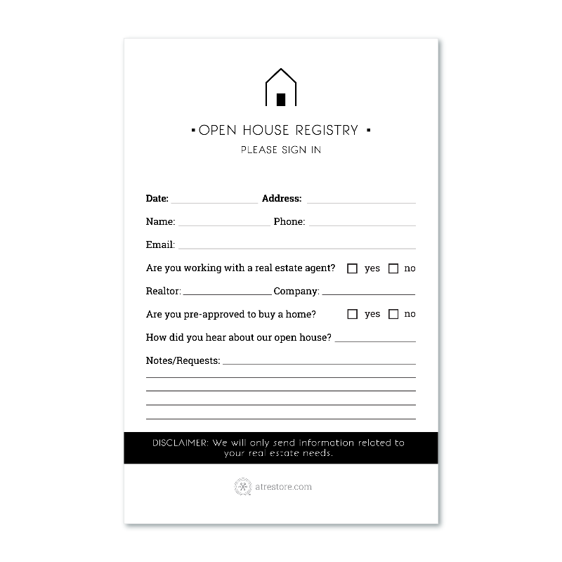 Open House Registry - Large Notepad from All Things Real Estate Store
