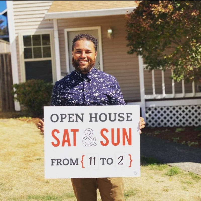 Open House SAT & SUN From { ___ to ___ } - Yard Sign from All Things Real Estate Store