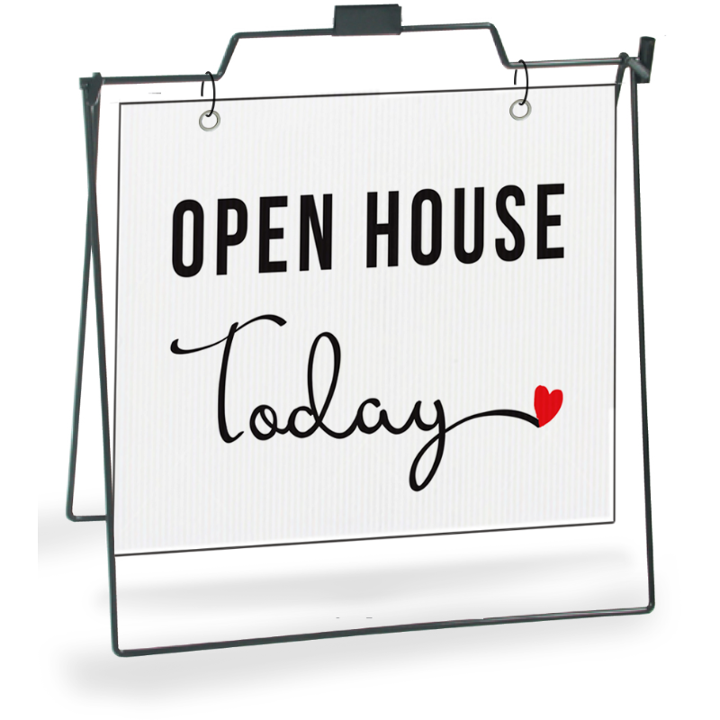 Open House Today - Cursive Heart - Yard Sign from All Things Real Estate Store