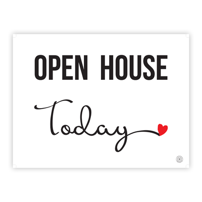 Open House Today - Cursive Heart - Yard Sign from All Things Real Estate Store