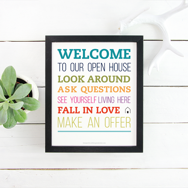 Open House Welcome Sign No.11 - Downloadable from All Things Real Estate Store
