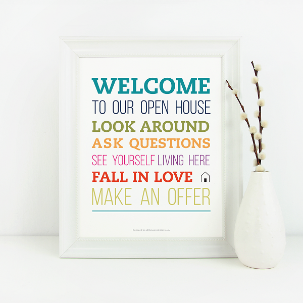 Open House Welcome Sign No.11 - Downloadable from All Things Real Estate Store