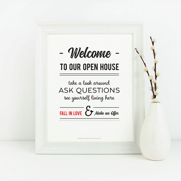 Open House Welcome Sign No.19 - Downloadable from All Things Real Estate Store