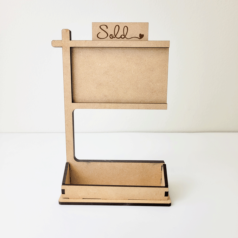 Sign Post Business Card Holder Kit - Sold Cursive with heart from All Things Real Estate Store