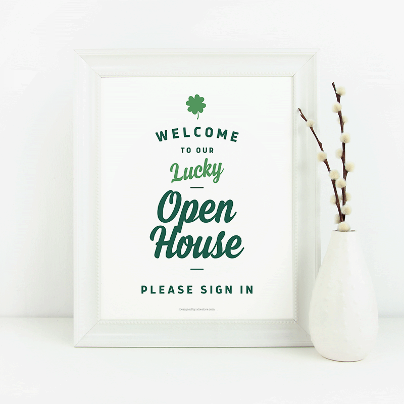 St. Patrick's Day Open House/Sign In No. 1 - Downloadable from All Things Real Estate Store