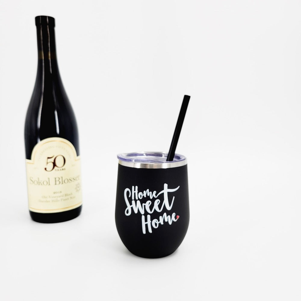 Wine Tumbler - Home Sweet Home - Black Matte from All Things Real Estate Store