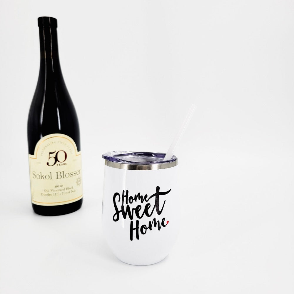 Wine Tumbler - Home Sweet Home - White from All Things Real Estate Store