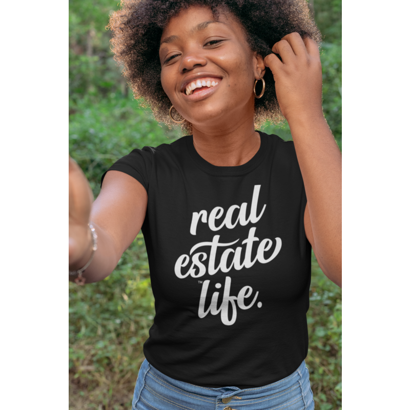 Women's Scoopneck - Real Estate Life.™ Script (Black) from All Things Real Estate Store