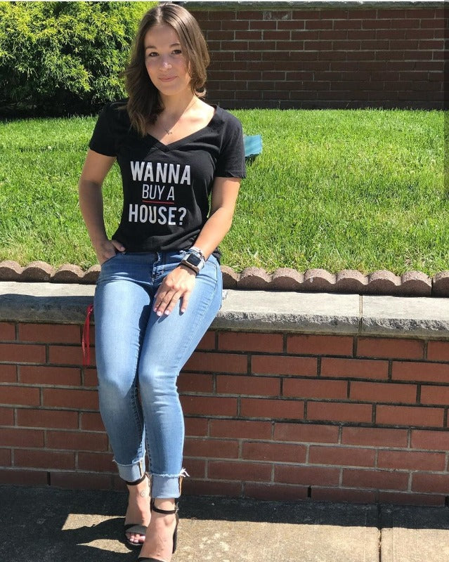 Women's V NECK - Wanna BUY a House?™ from All Things Real Estate Store