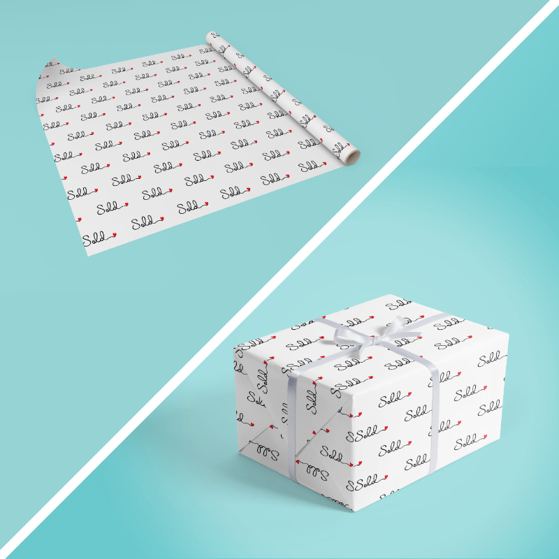 Wrapping Paper - Sold cursive with a heart from All Things Real Estate Store
